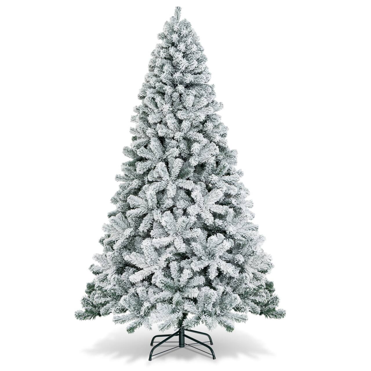 Costway 7.5ft. Unlit Snow Flocked Artificial Christmas Tree
